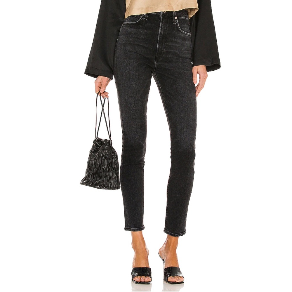 AGOLDE Riley High Rise Straight in Black Pepper 29